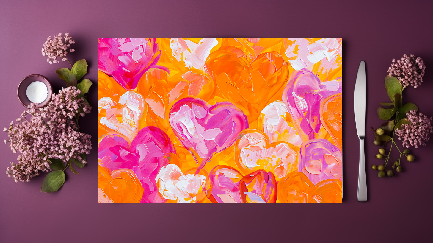 raxxa Premium-Tischset: Painted Hearts Vibrant Abstract Valentine’s Day Background