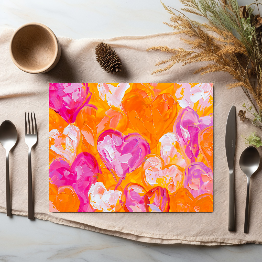 raxxa Premium-Tischset: Painted Hearts Vibrant Abstract Valentine’s Day Background - immagine 2
