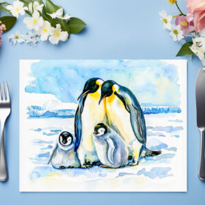 raxxa Premium-Tischset: Emperor Penguins with Chicks on Ice