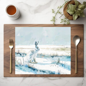 raxxa Premium-Tischset: Arctic Hare in Winter Landscape