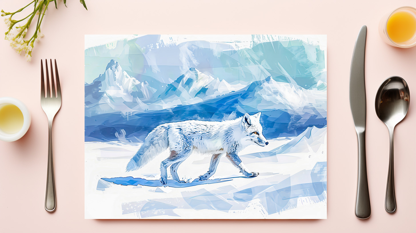 raxxa Premium-Tischset: Arctic Fox in Snowy Landscape – Bild 3