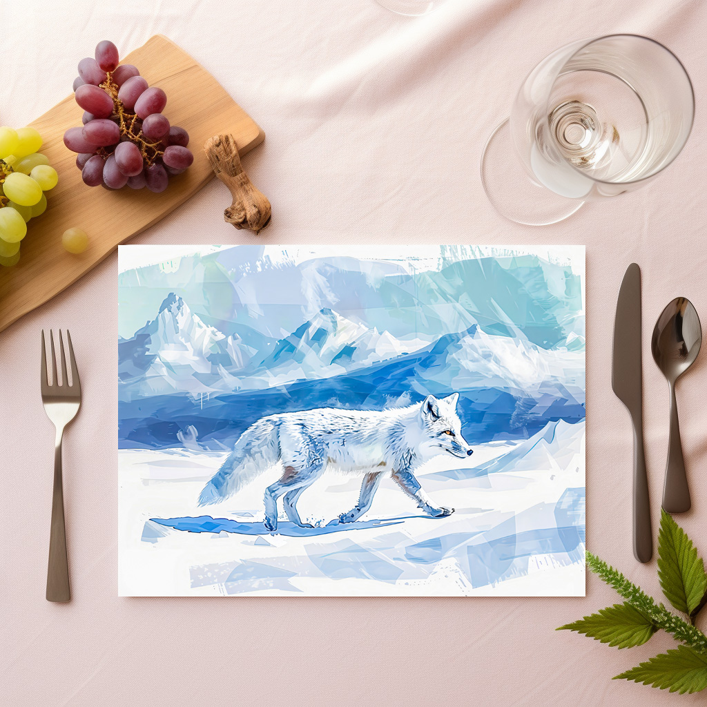 raxxa Premium-Tischset: Arctic Fox in Snowy Landscape