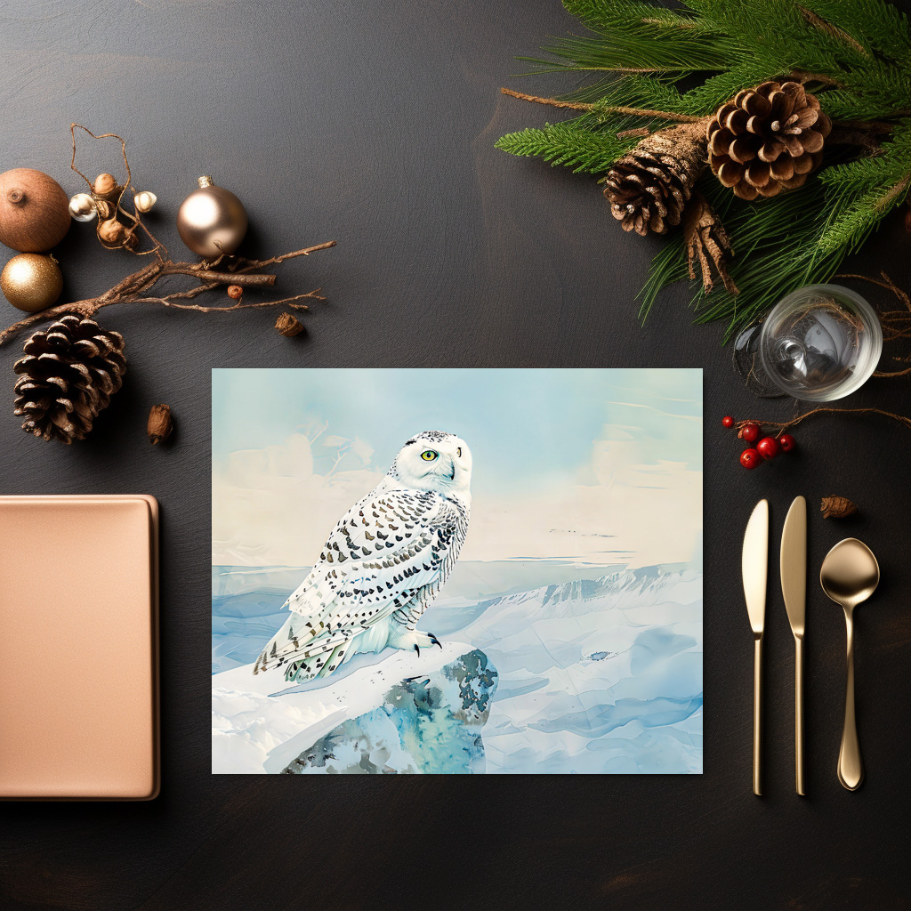 raxxa Premium-Tischset: Snowy Owl in Frozen Landscape - immagine 2