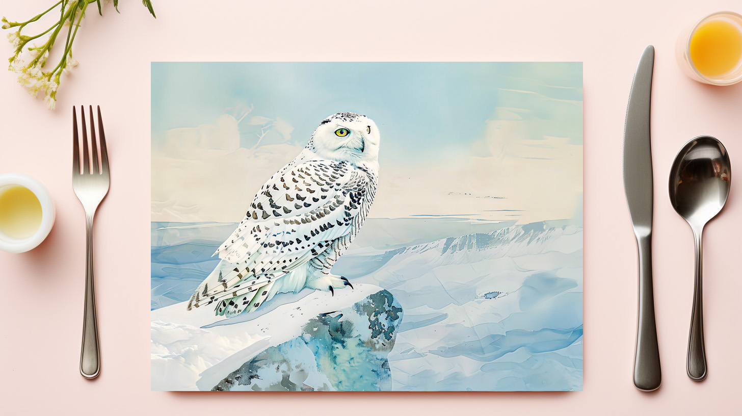 raxxa Premium-Tischset: Snowy Owl in Frozen Landscape - immagine 3