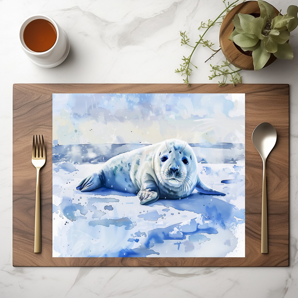 raxxa Premium-Tischset: Seal Pup Resting on Arctic Ice