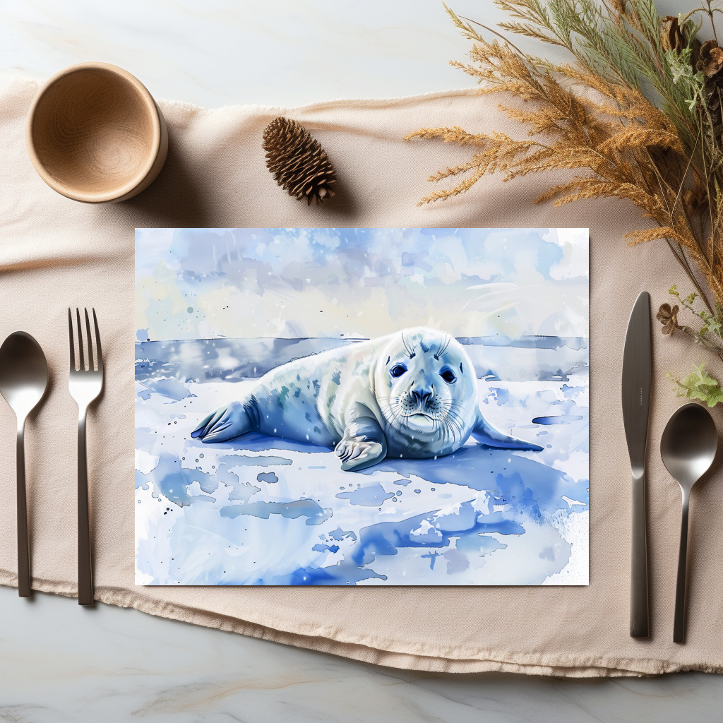 raxxa Premium-Tischset: Seal Pup Resting on Arctic Ice – Bild 2