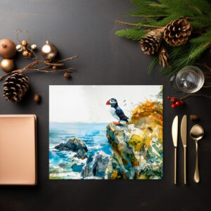 raxxa Premium-Tischset: Puffin on Coastal Cliff