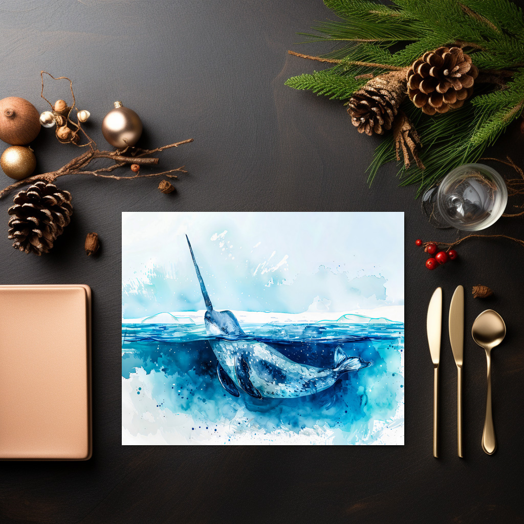 raxxa Premium-Tischset: Narwhal Swimming in Arctic Waters – Bild 3