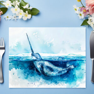 raxxa Premium-Tischset: Narwhal Swimming in Arctic Waters