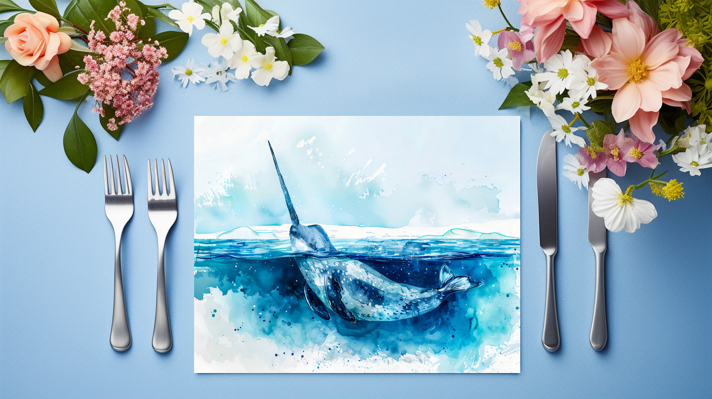 raxxa Premium-Tischset: Narwhal Swimming in Arctic Waters