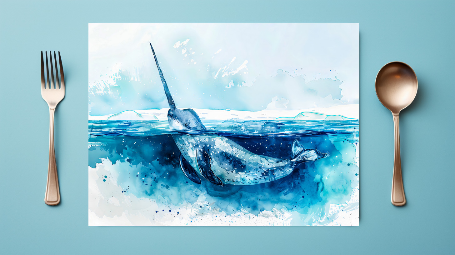 raxxa Premium-Tischset: Narwhal Swimming in Arctic Waters – Bild 2