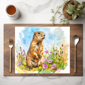 raxxa Premium-Tischset: Arctic Ground Squirrel in Tundra Landscape