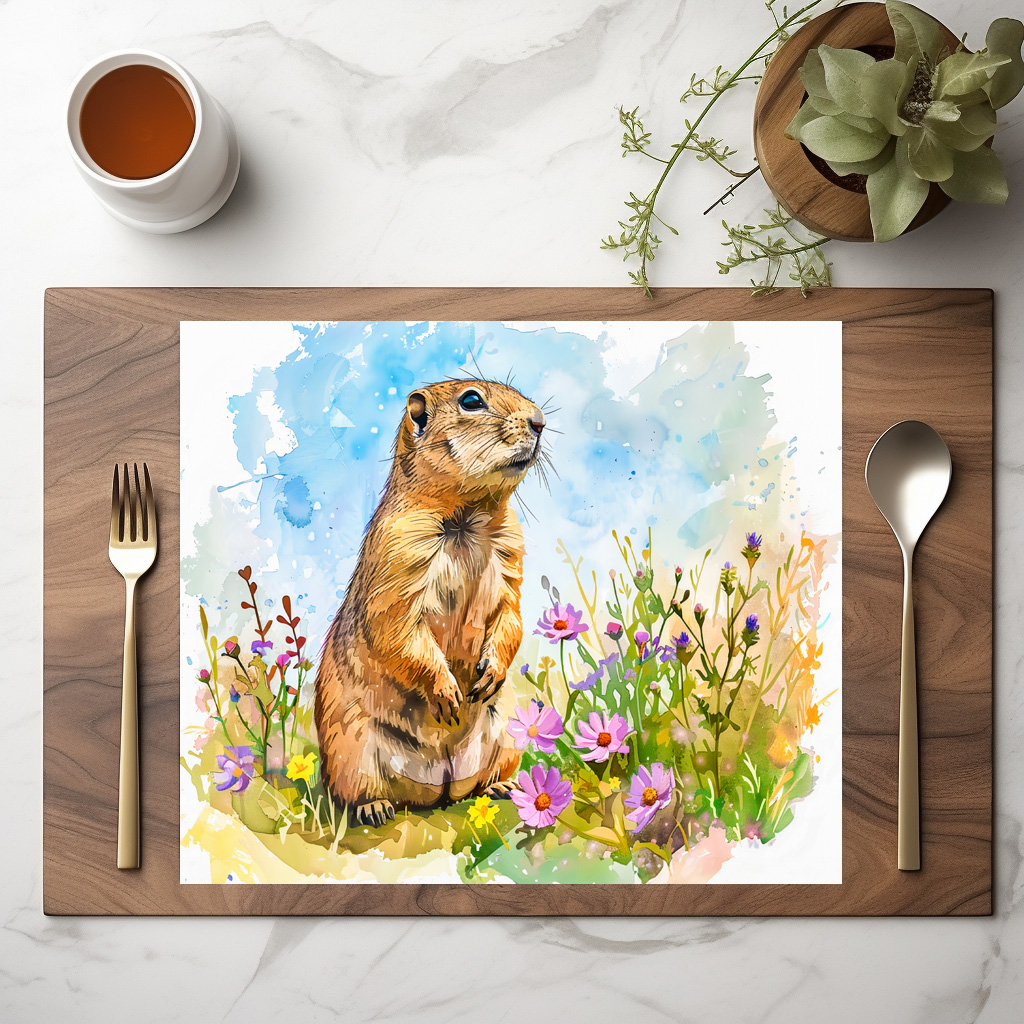 raxxa Premium-Tischset: Arctic Ground Squirrel in Tundra Landscape
