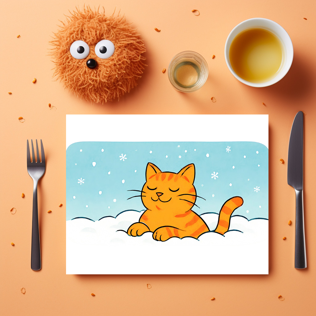 raxxa Premium-Tischset: Cute Cartoon Cat Resting in Winter Snow – Bild 2