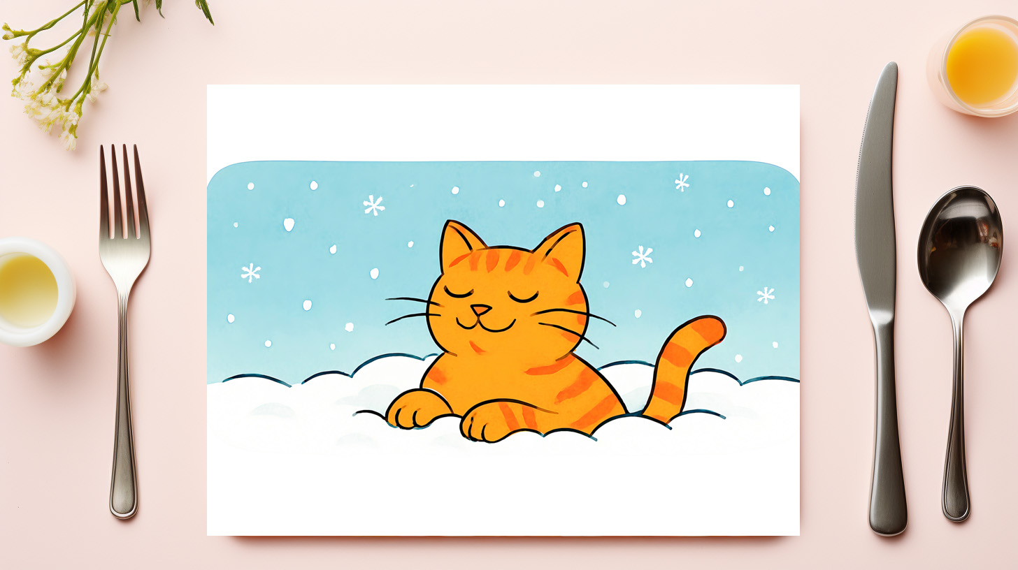 raxxa Premium-Tischset: Cute Cartoon Cat Resting in Winter Snow – Bild 3