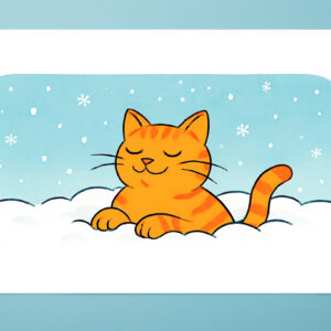 raxxa Premium-Tischset: Cute Cartoon Cat Resting in Winter Snow