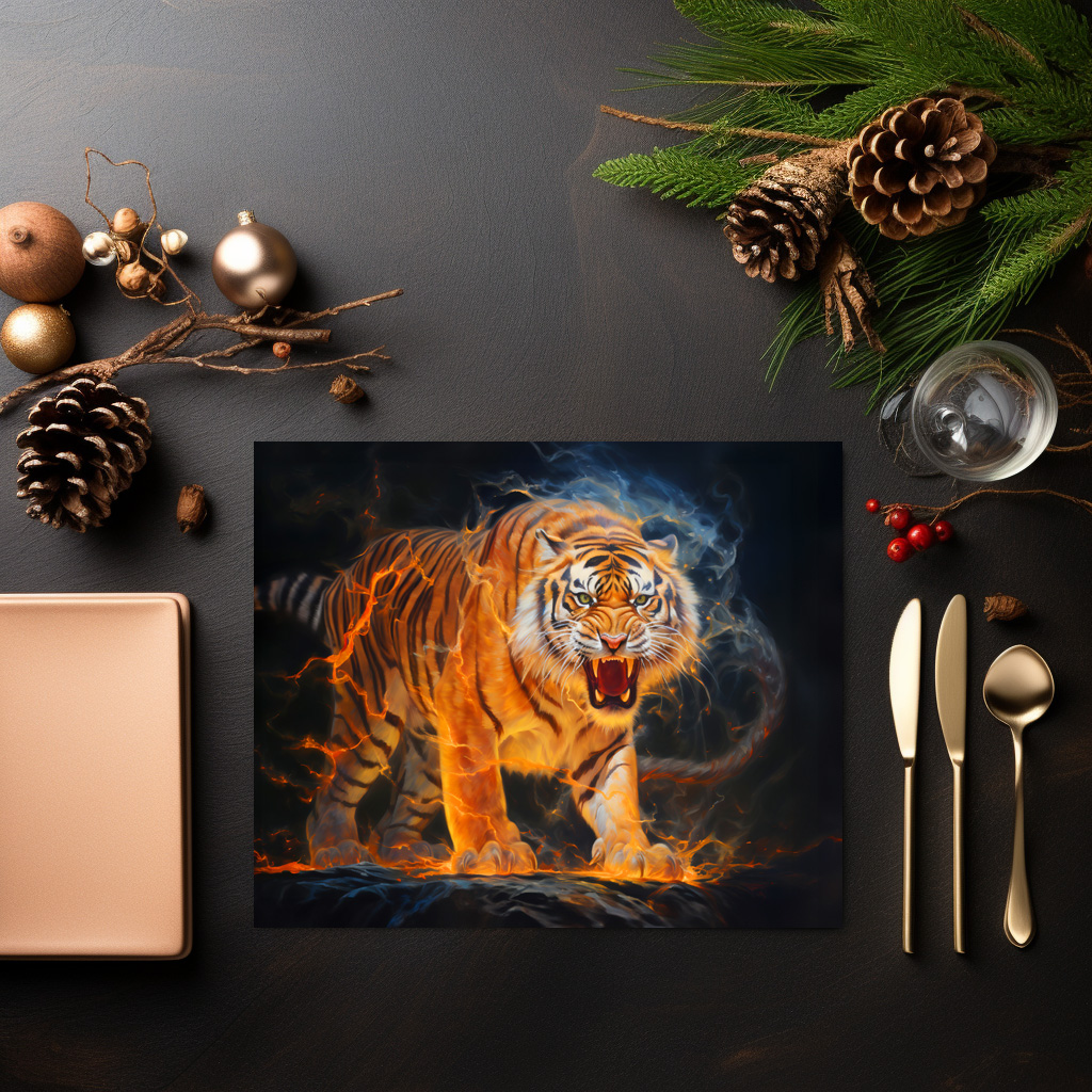 raxxa Premium-Tischset: Majestic Tiger Chinese Zodiac Artistry