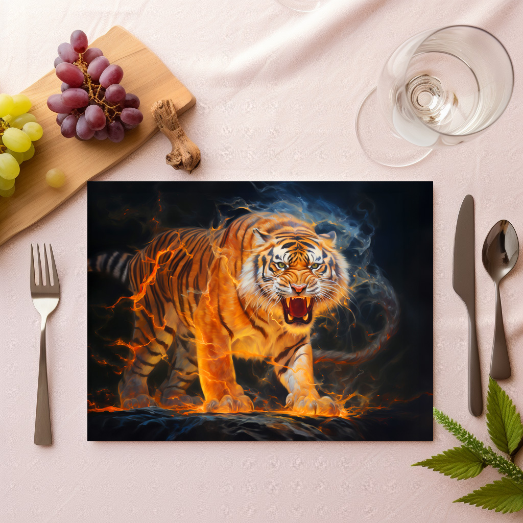 raxxa Premium-Tischset: Majestic Tiger Chinese Zodiac Artistry - immagine 2