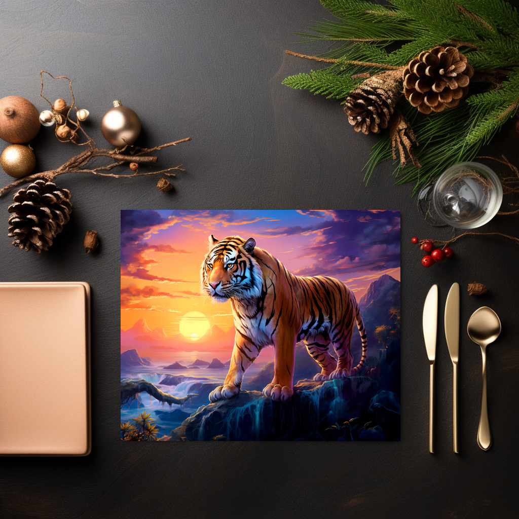 raxxa Premium-Tischset: Majestic Tiger Chinese Zodiac Artistry. Sunset - immagine 3
