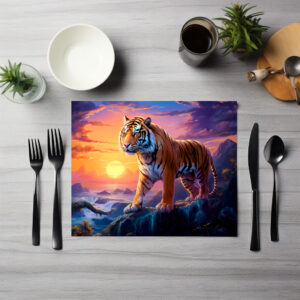 raxxa Premium-Tischset: Majestic Tiger Chinese Zodiac Artistry. Sunset