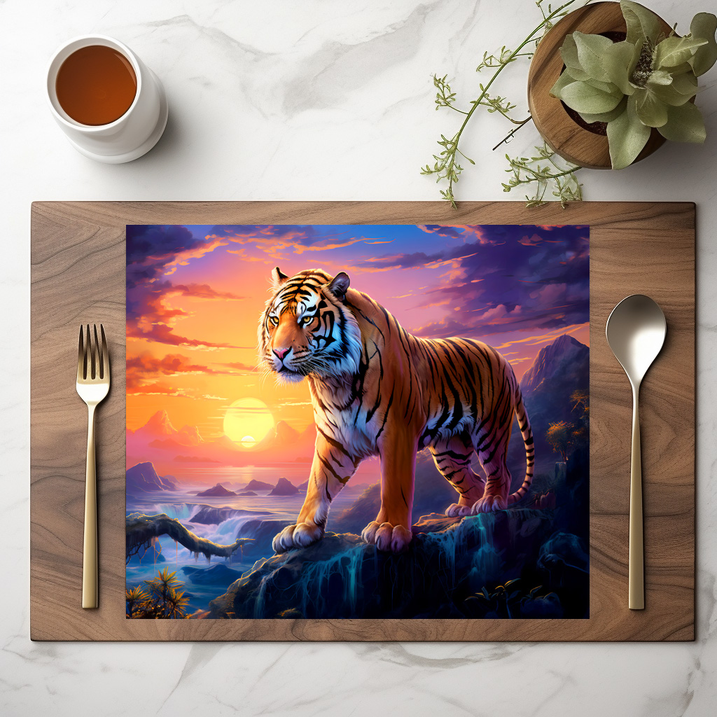 raxxa Premium-Tischset: Majestic Tiger Chinese Zodiac Artistry. Sunset - immagine 2