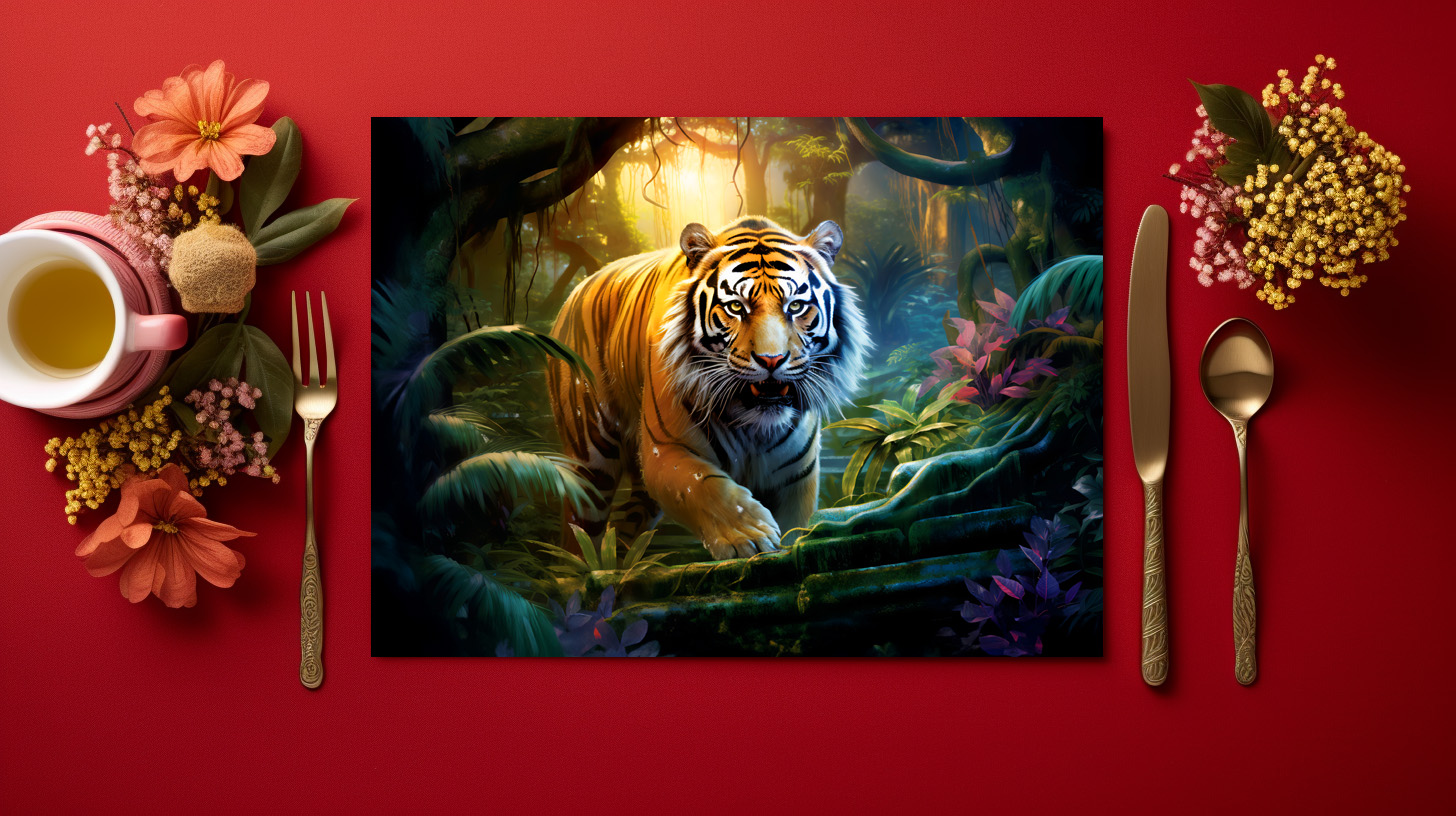 raxxa Premium-Tischset: Majestic Tiger Chinese Zodiac Artistry - immagine 3