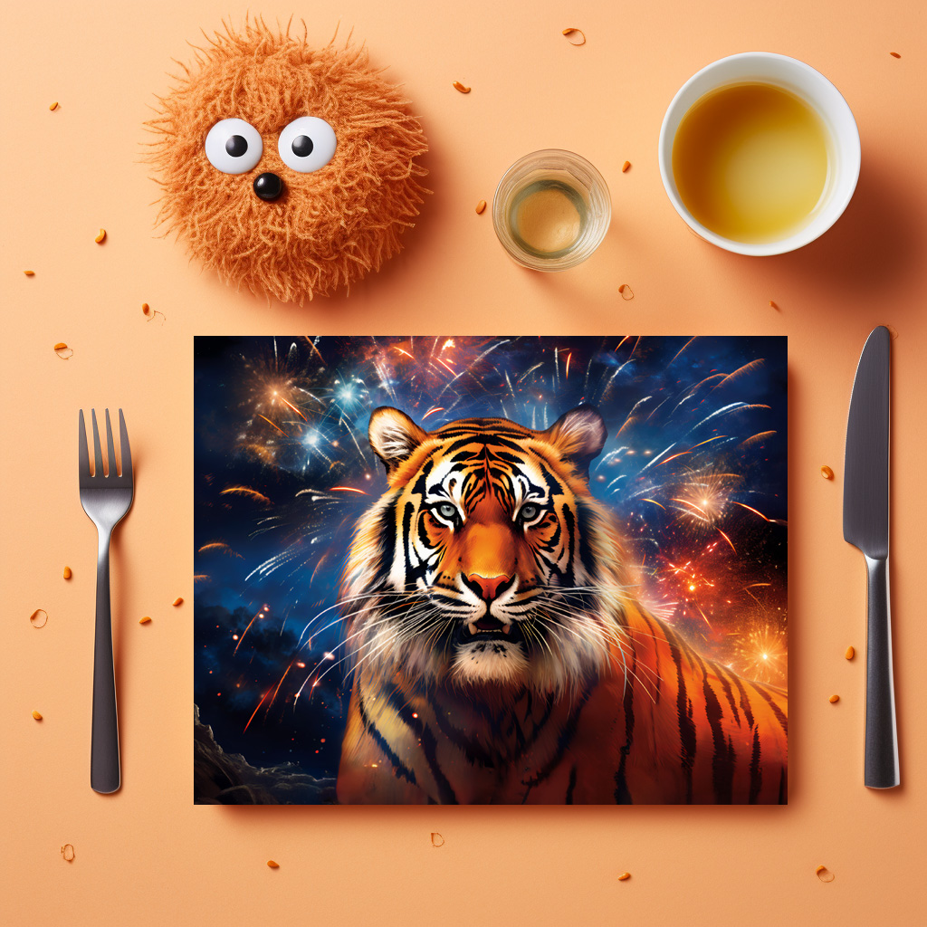 raxxa Premium-Tischset: Majestic Tiger Chinese Zodiac Artistry