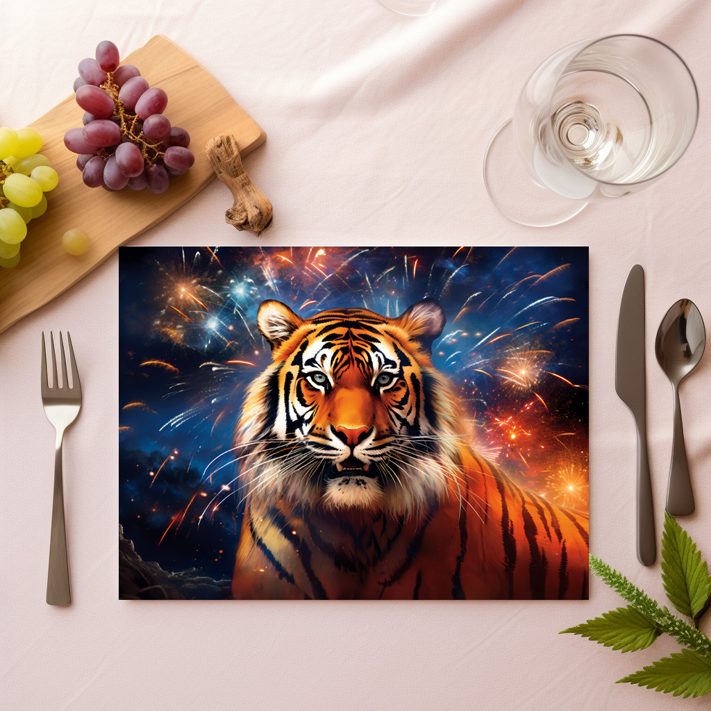 raxxa Premium-Tischset: Majestic Tiger Chinese Zodiac Artistry – Image 2