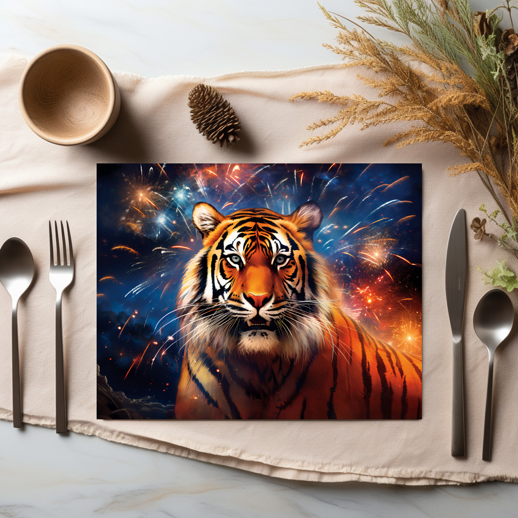 raxxa Premium-Tischset: Majestic Tiger Chinese Zodiac Artistry – Image 3