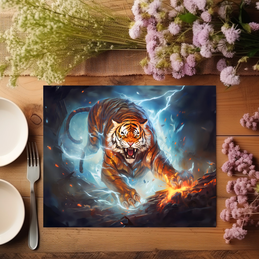 raxxa Premium-Tischset: Majestic Tiger Chinese Zodiac Artistry