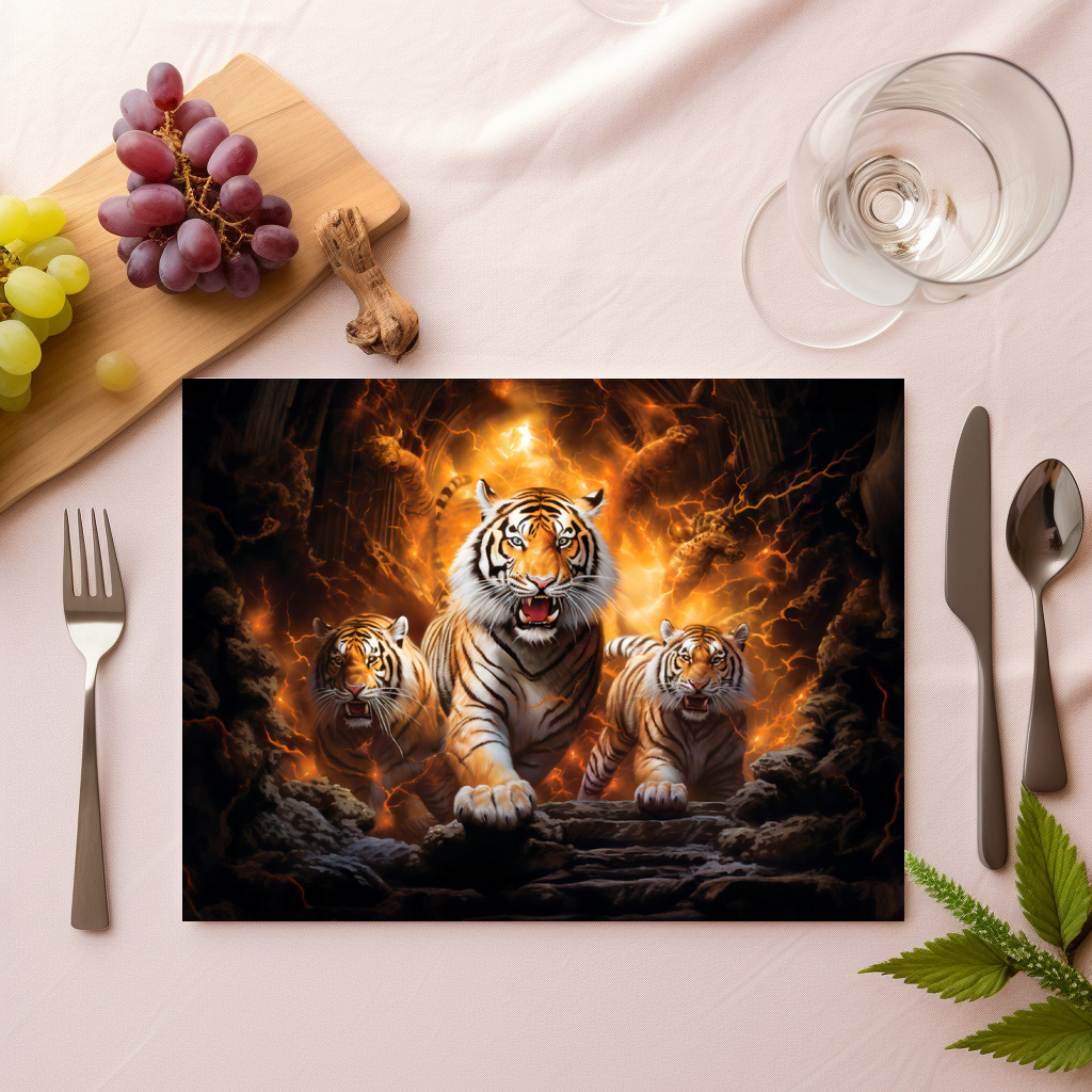 raxxa Premium-Tischset: Majestic Tiger Chinese Zodiac Artistry