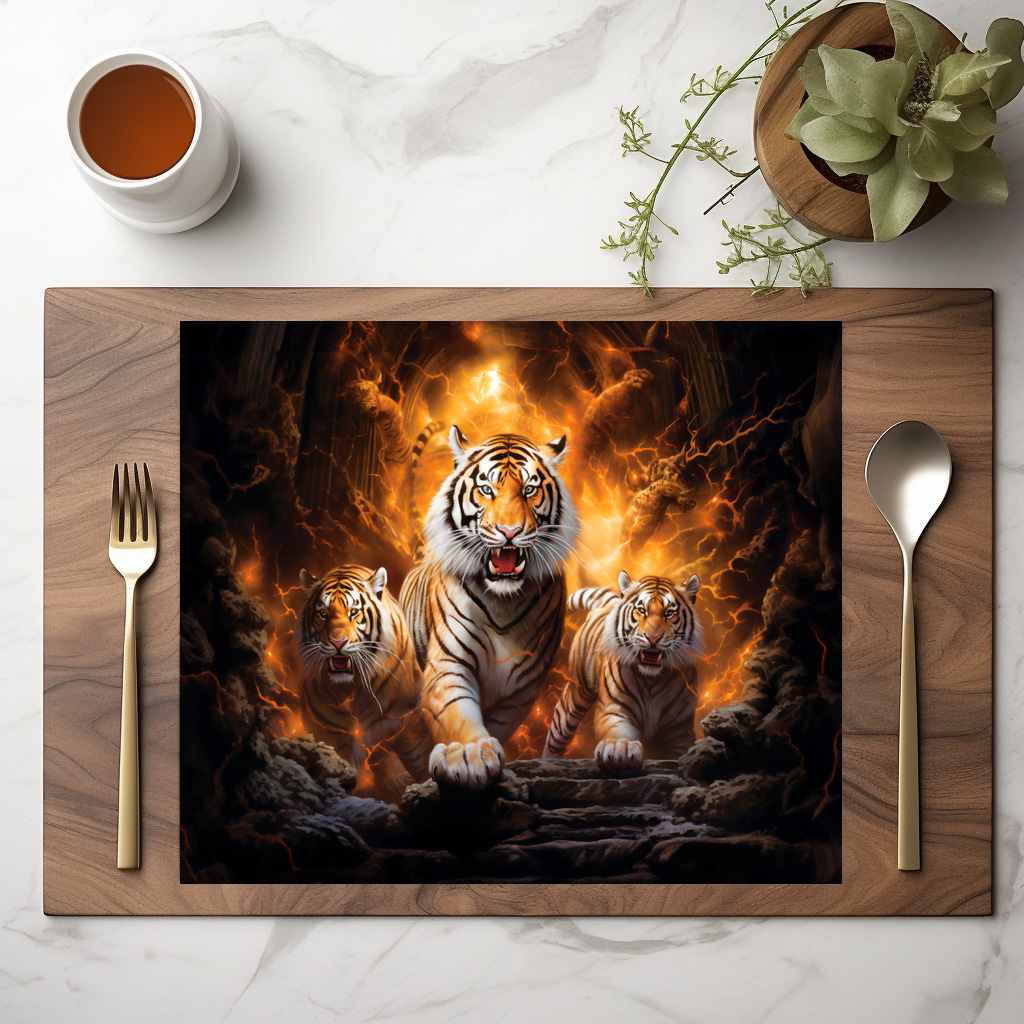 raxxa Premium-Tischset: Majestic Tiger Chinese Zodiac Artistry – Bild 2