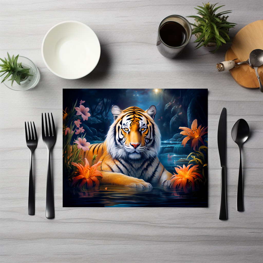 raxxa Premium-Tischset: Majestic Tiger Chinese Zodiac Artistry - immagine 2