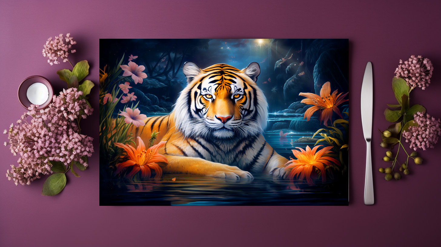 raxxa Premium-Tischset: Majestic Tiger Chinese Zodiac Artistry - immagine 3