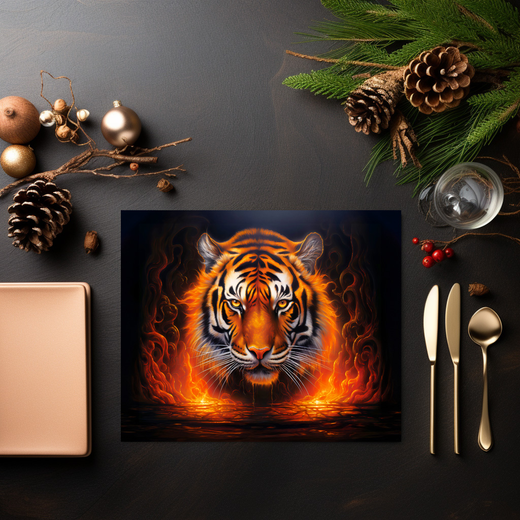 raxxa Premium-Tischset: Majestic Tiger Chinese Zodiac Artistry – Image 2