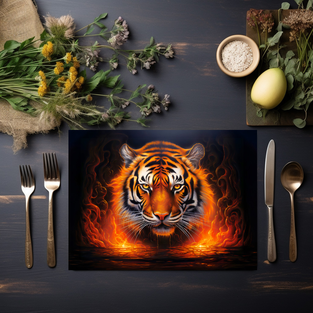 raxxa Premium-Tischset: Majestic Tiger Chinese Zodiac Artistry – Image 3