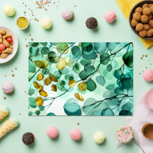 raxxa Premium-Tischset: Green Watercolor Leaf With Cool Soft Gradients