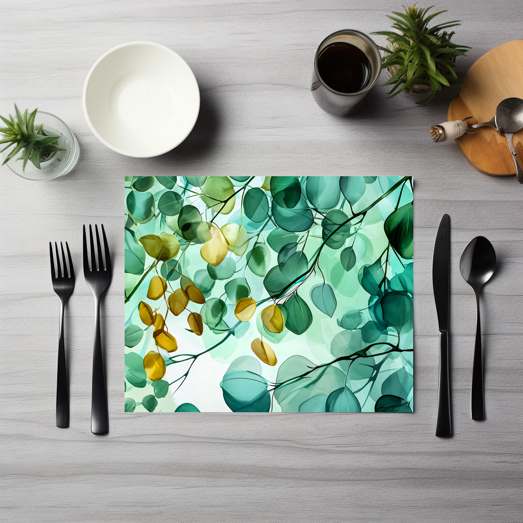 raxxa Premium-Tischset: Green Watercolor Leaf With Cool Soft Gradients - Imagen 3