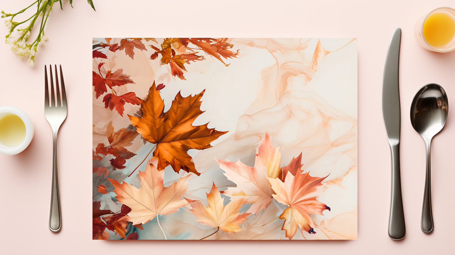raxxa Premium-Tischset: Pastel-Colored Watercolor Illustration of Vibrant maple Leaves – Bild 3