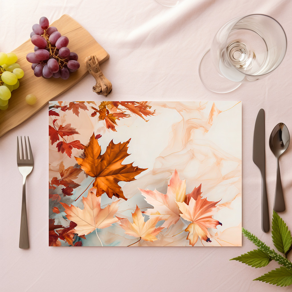 raxxa Premium-Tischset: Pastel-Colored Watercolor Illustration of Vibrant maple Leaves