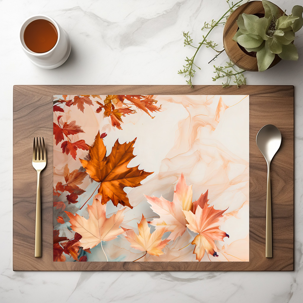 raxxa Premium-Tischset: Pastel-Colored Watercolor Illustration of Vibrant maple Leaves – Bild 2