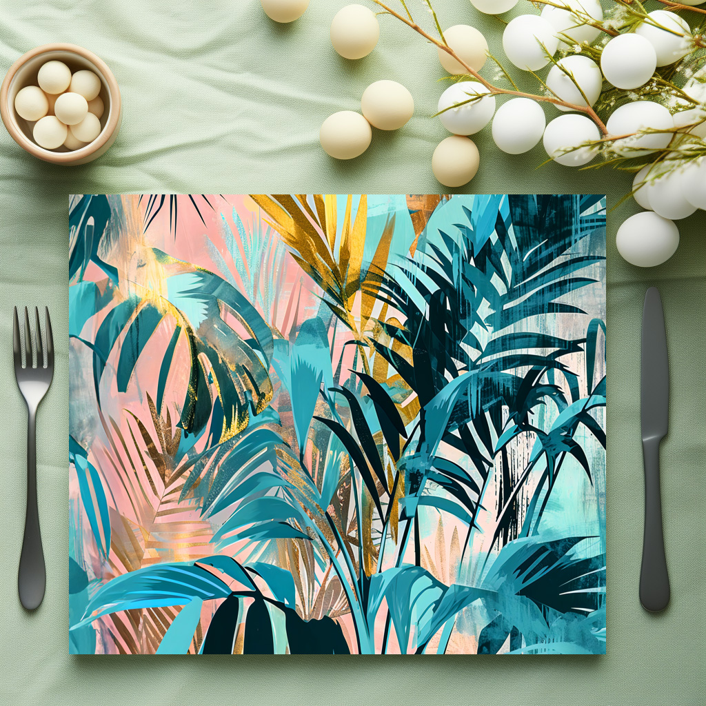 raxxa Premium-Tischset: Green Watercolor Leaf With Fresh Botanical Tones - Imagen 3