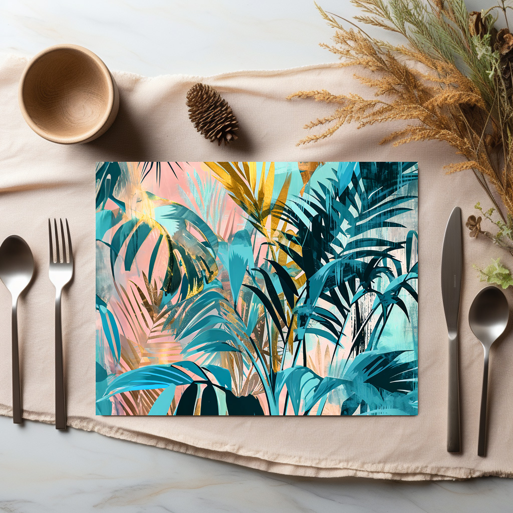 raxxa Premium-Tischset: Green Watercolor Leaf With Fresh Botanical Tones - Imagen 2