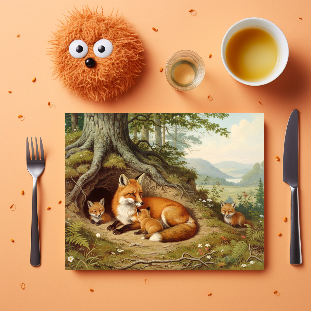 raxxa Premium-Tischset: Fuchs mit Jungtieren - immagine 3