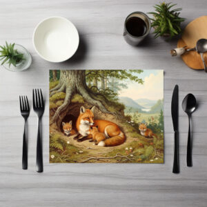 raxxa Premium-Tischset: Fuchs mit Jungtieren