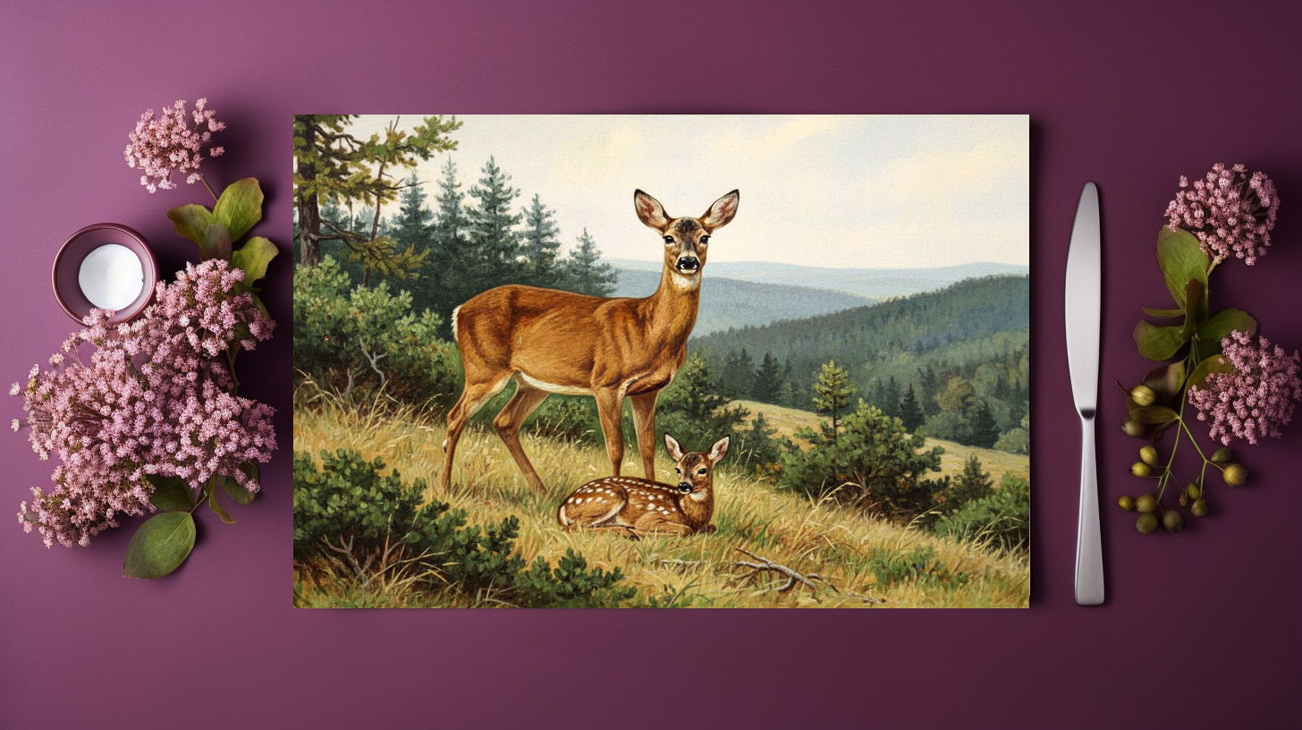 raxxa Premium-Tischset: Reh mit Jungtier am Wald - Imagen 3