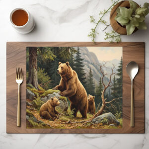 raxxa Premium-Tischset: Braunbär mit Jungtieren