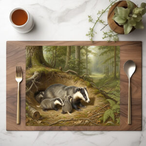 raxxa Premium-Tischset: Dachs mit Jungtier