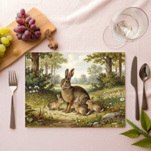 raxxa Premium-Tischset: Wildkaninchen mit Jungtieren