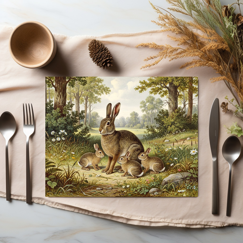 raxxa Premium-Tischset: Wildkaninchen mit Jungtieren – Bild 3